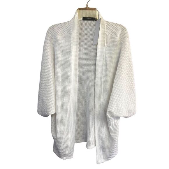 YIBOCK Off White Over Sized Open Cardigan Knit Sweater Sz S NWT - Picture 1 of 7